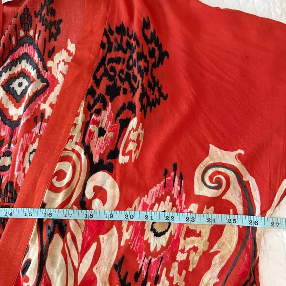 Chicos Red & Black Abstract Open Front Kimono S/M Made In China Rayon Blend - Picture 12 of 12
